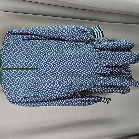 Addison Bay Long Sleeve Vine Dress: Geo Trelis- Green/Pink/Teal - Picture 6 of 15